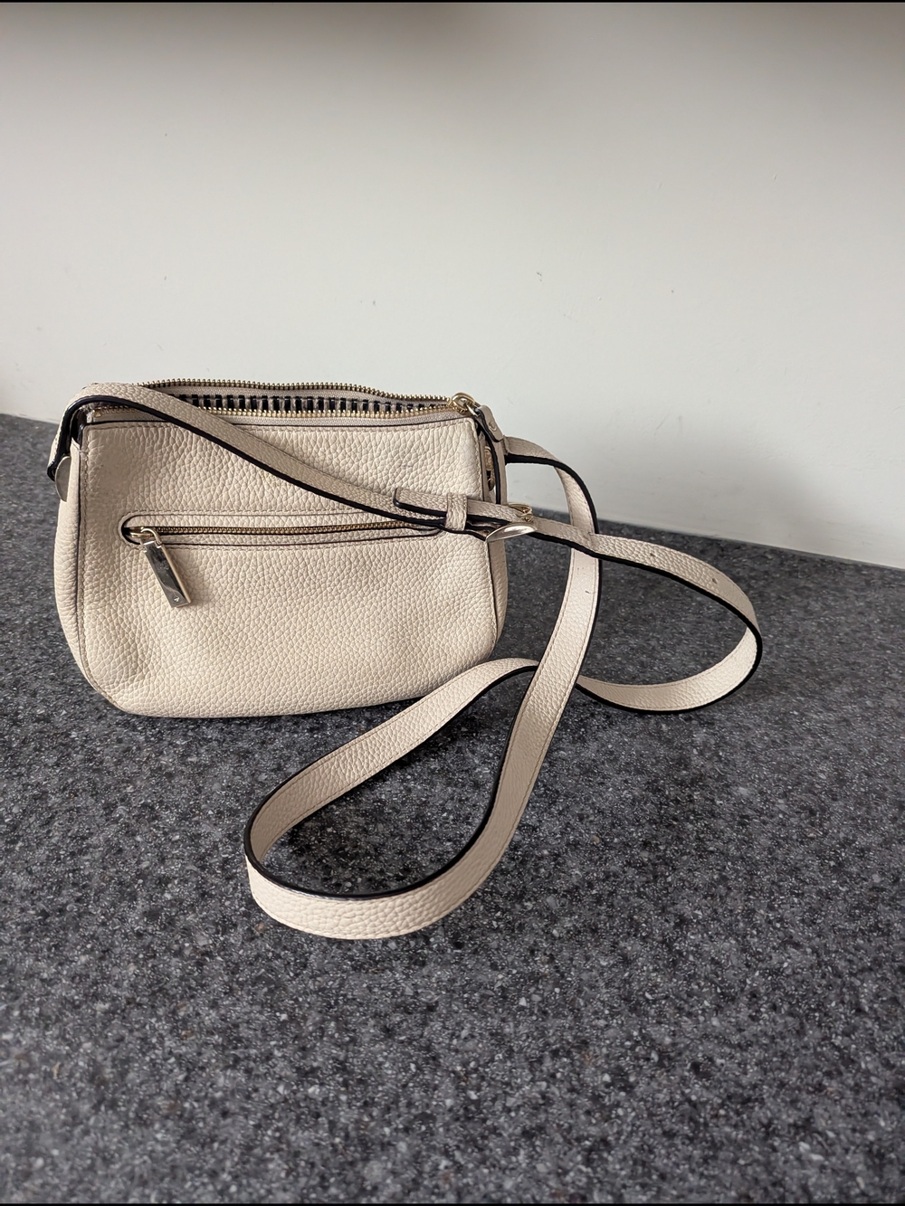 kate spade Pebbled Light Beige Crossbody with Front Zip
